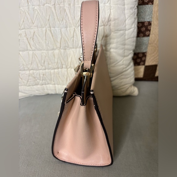 Kate spade pink leather pearl and gold flower embellished mini crossbody tote - Picture 12 of 13